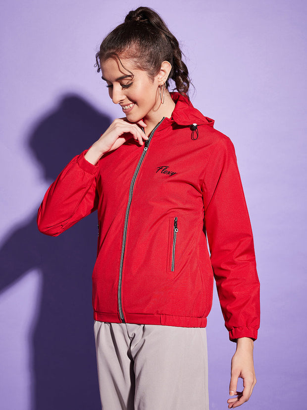 Waterproof Windcheater Jacket with Hoodie For Women-3350