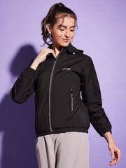 Waterproof Windcheater Jacket with Hoodie For Women-3348