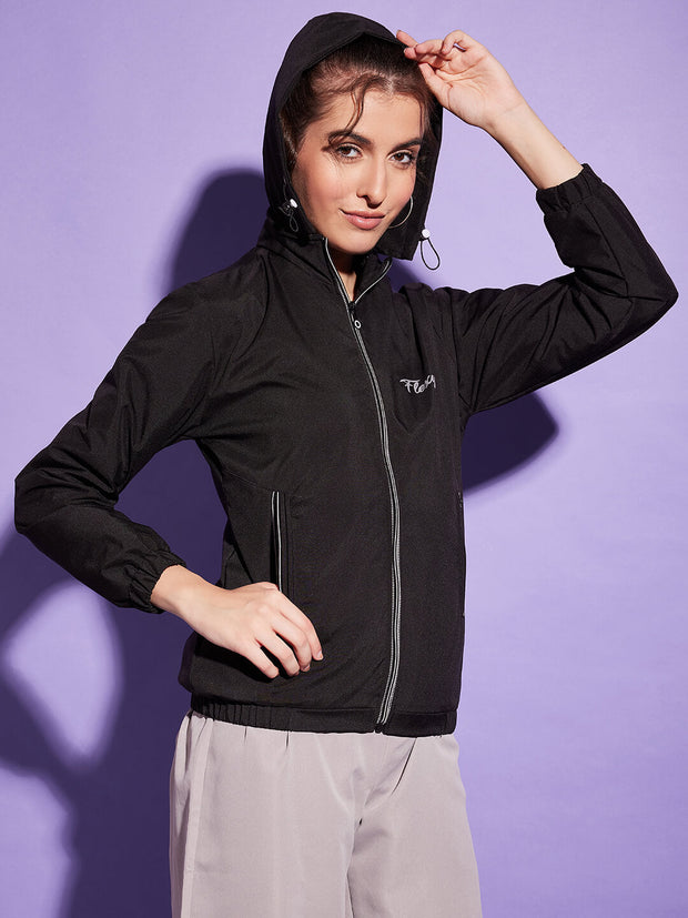 Waterproof Windcheater Jacket with Hoodie For Women-3351