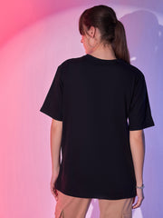 Solid Baggy Fit Drop Shoulder Oversized Round Neck Women Long T-Shirt-3419-3419