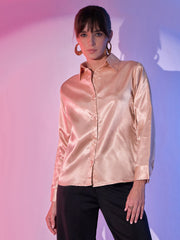 Regular Fit Women's Lustrous Full Sleeve Satin Formal Shirts-3428-3429