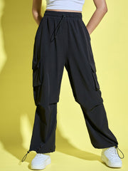 Women Loose Fit Parachute Trousers | High Waist Cargo Trouser Pant-3442-3443