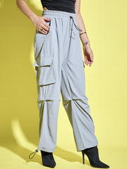 Women Loose Fit Parachute Trousers | High Waist Cargo Trouser Pant-3440-3443