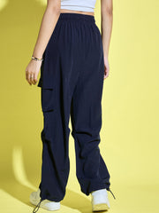 Women Loose Fit Parachute Trousers | High Waist Cargo Trouser Pant-3439-3443