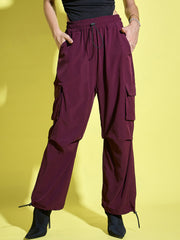 Women Loose Fit Parachute Trousers | High Waist Cargo Trouser Pant-3442-3443