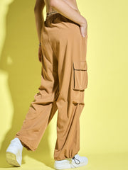 Women Loose Fit Parachute Trousers | High Waist Cargo Trouser Pant-3443-3443