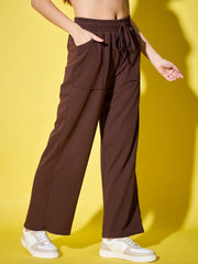 Women’s Front Patch Pocket Solid Full Length Cargo Pants-3449-3453