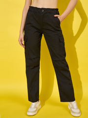 Twill Women’s Cargo Pants with Multiple Pockets-3468-3468