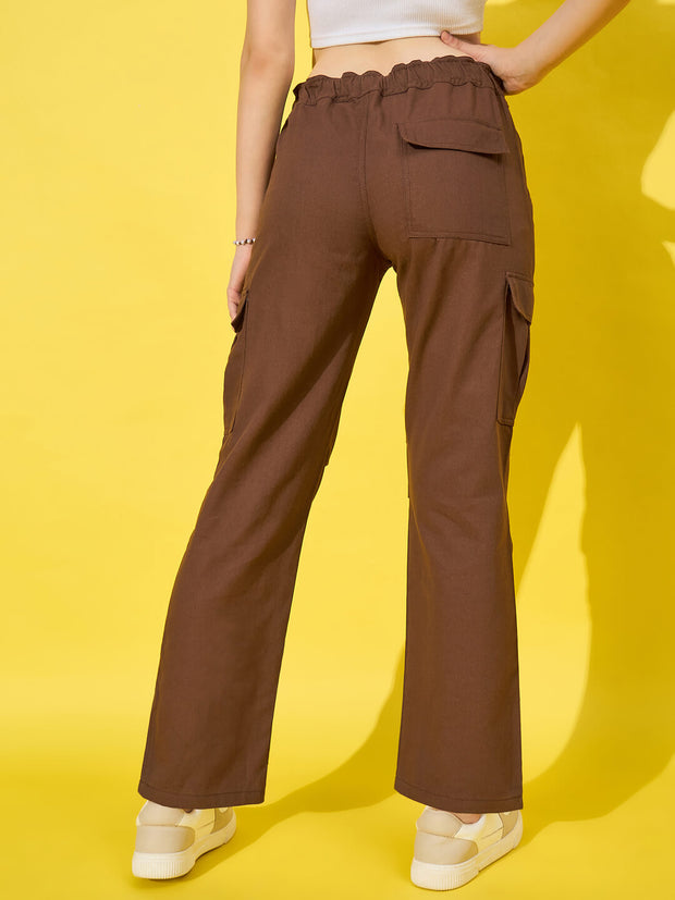 Twill Women’s Cargo Pants with Multiple Pockets-3466-3468