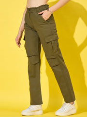 Twill Women’s Cargo Pants with Multiple Pockets-3466-3468