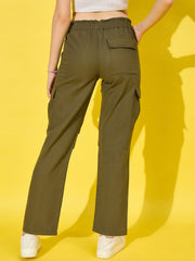 Twill Women’s Cargo Pants with Multiple Pockets-3466-3468