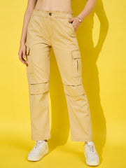 Twill Women’s Cargo Pants with Multiple Pockets-3465-3468