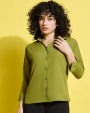 Crepe Regular Fit Solid Black Women Formal Shirt-3499-3499