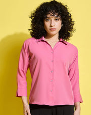 Crepe Regular Fit Solid Black Women Formal Shirt-3499-3499