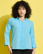 Crepe Regular Fit Solid Black Women Formal Shirt-3497-3499