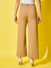 High Waist Full Length Solid Polyester Formal Women's Trouser Pant-3510-3510