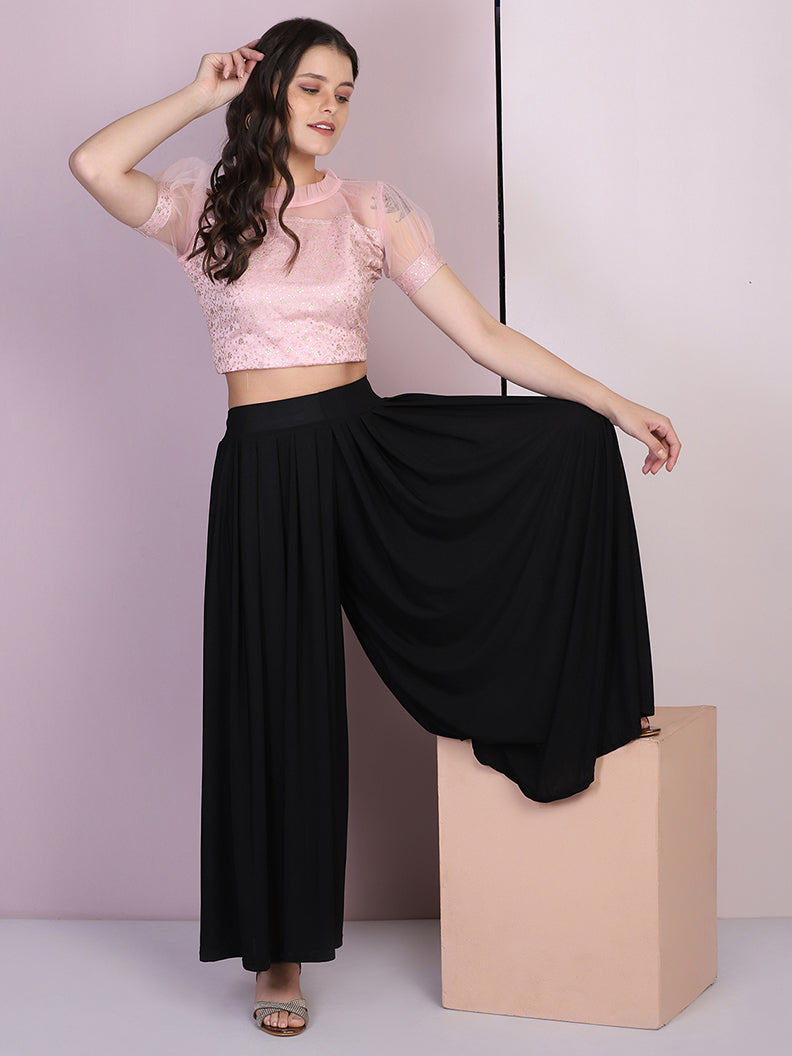 Fluity Luxe Palazzo Pants - SOLID BLACK